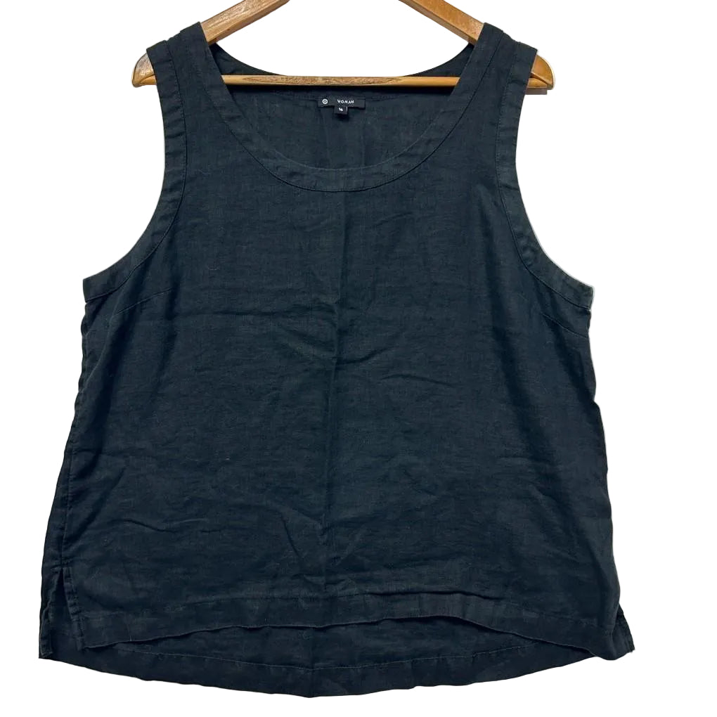 Target Black Linen Top - Size 16