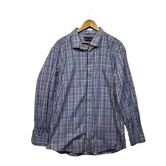 Target Blue Check Cotton Long Sleeve Mens Shirt - Size XXXL