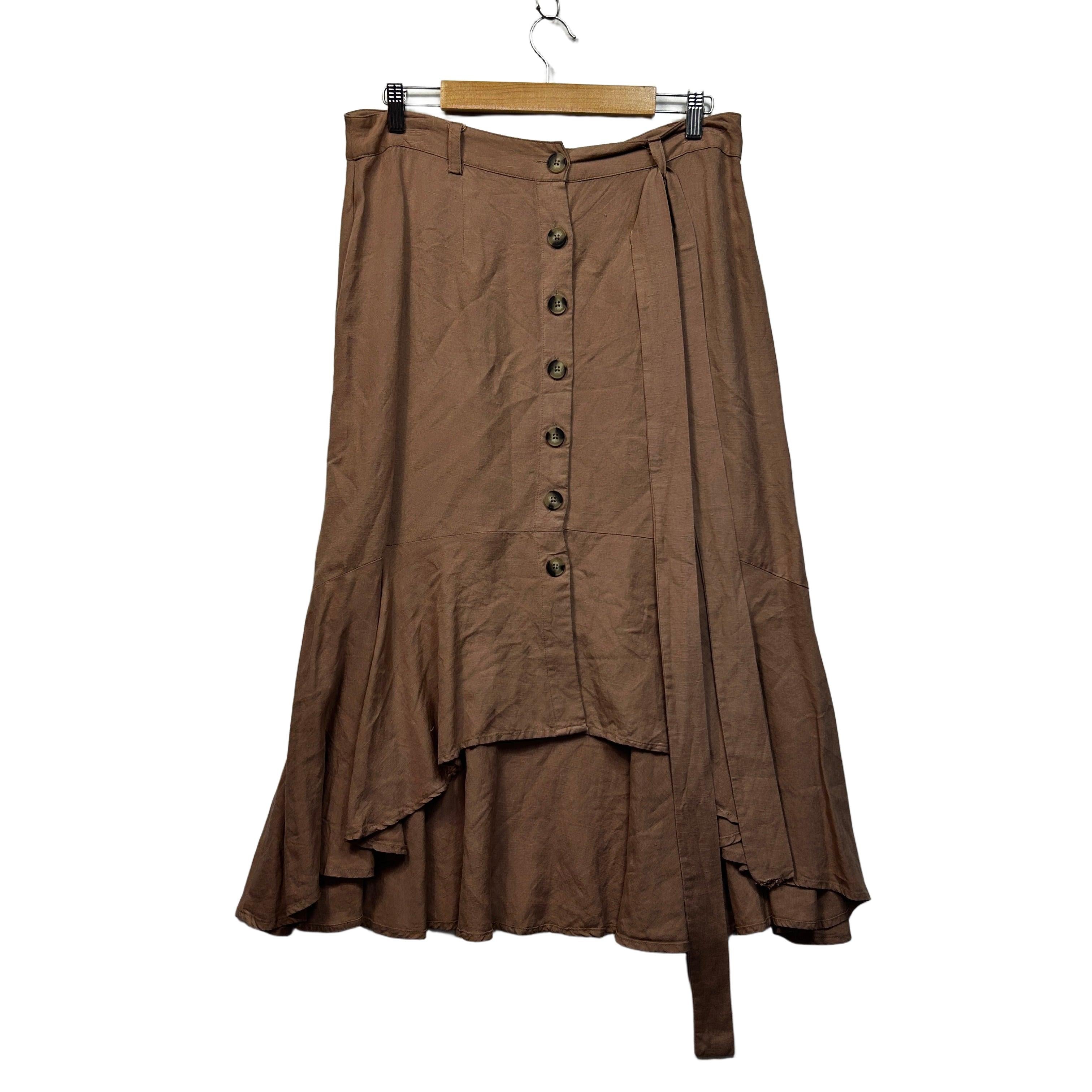 Target Brown Linen Hi Low Skirt - Size 16