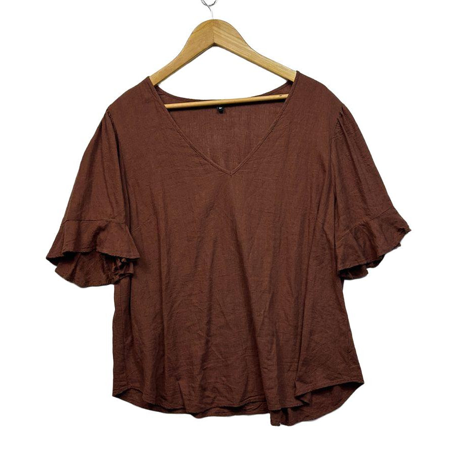 Target Chocolate Linen Top - Size 18