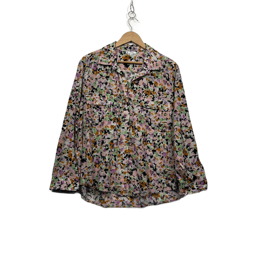 Target Floral Multicoloured Long Sleeve Button Up Cotton Shirt Blouse Size 16