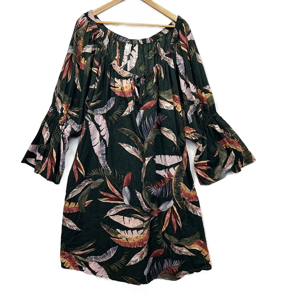 Target Green Palm Print Cotton Dress - Size 24