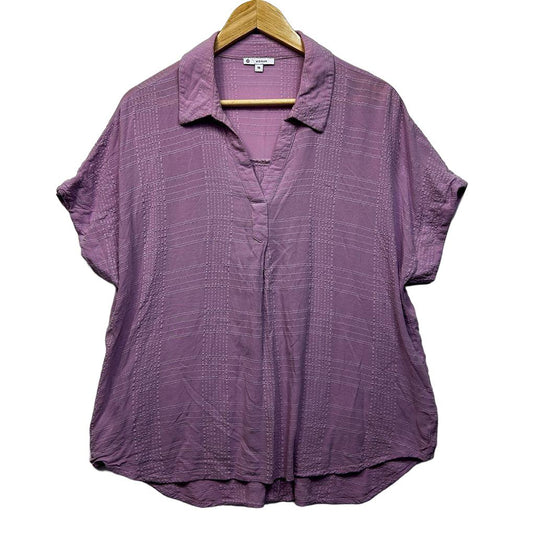 Target Lilac Collared Short Sleeve Cotton Top - Size 16