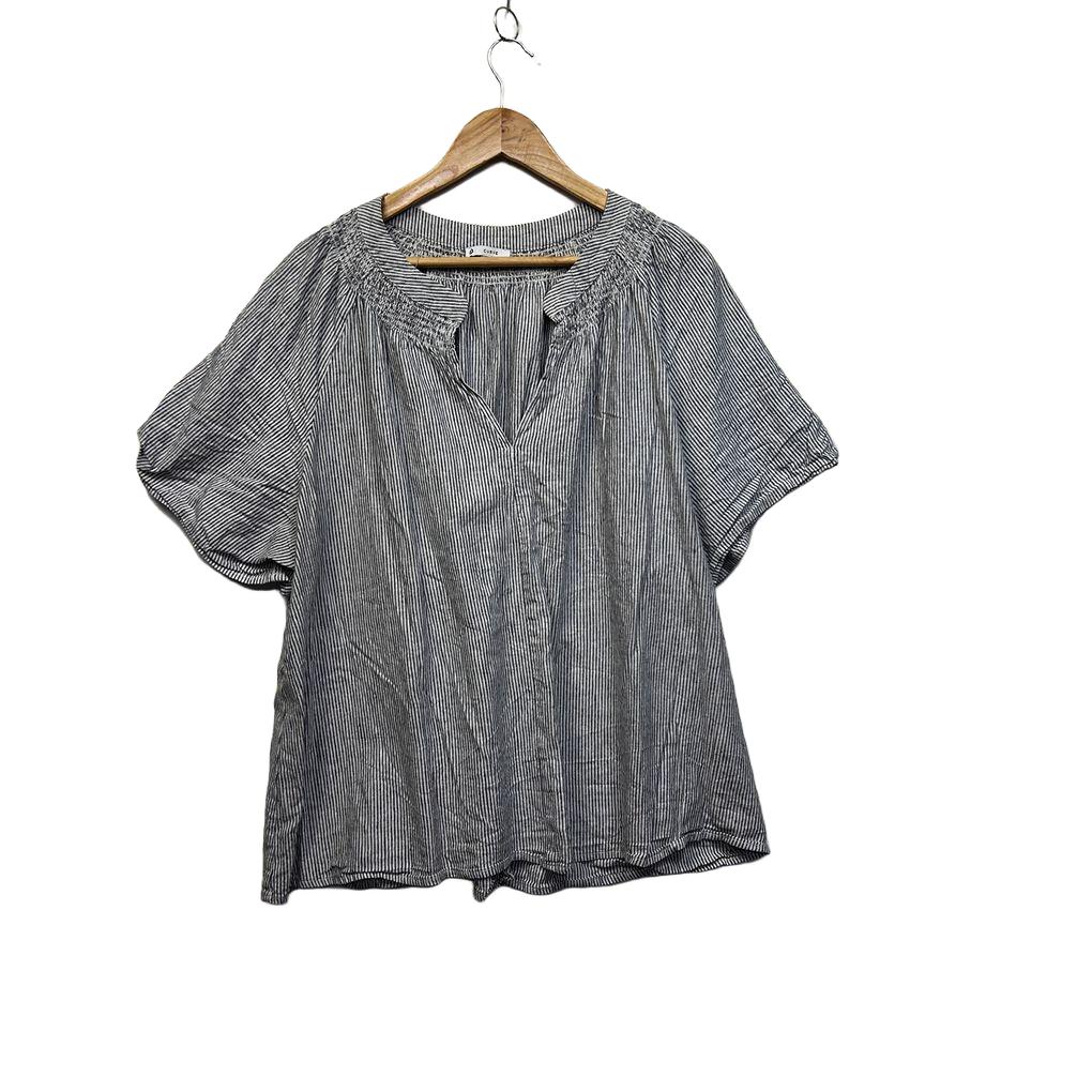 Target Navy Striped Plus Size Linen Top - Size 20