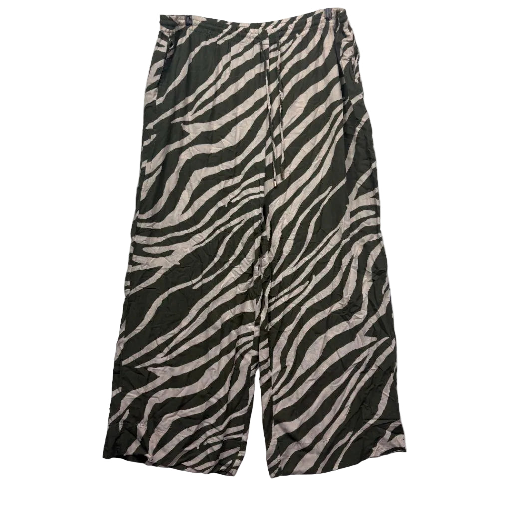 Target Olive Zebra Print Linen Wide-Leg Pants - Size 14
