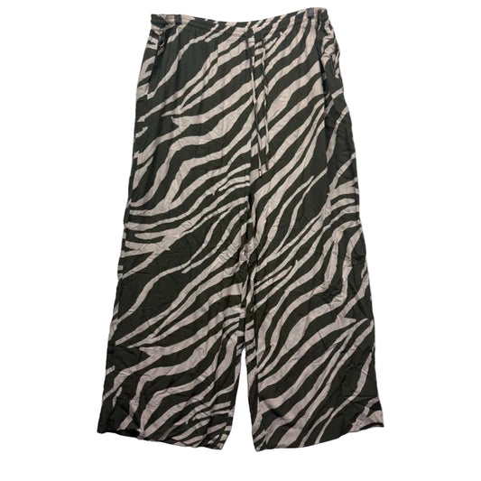 Target Olive Zebra Print Linen Wide-Leg Pants - Size 14