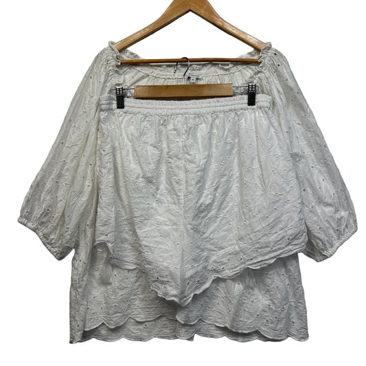 Target White Cotton Broderie Set Top - Size 16