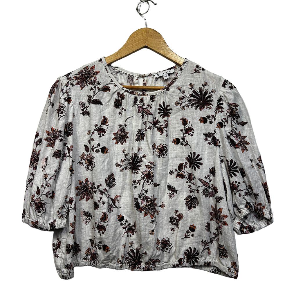 Target White Floral Linen Crop Top - Size 20