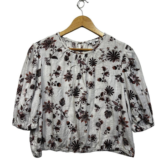 Target White Floral Linen Crop Top - Size 20