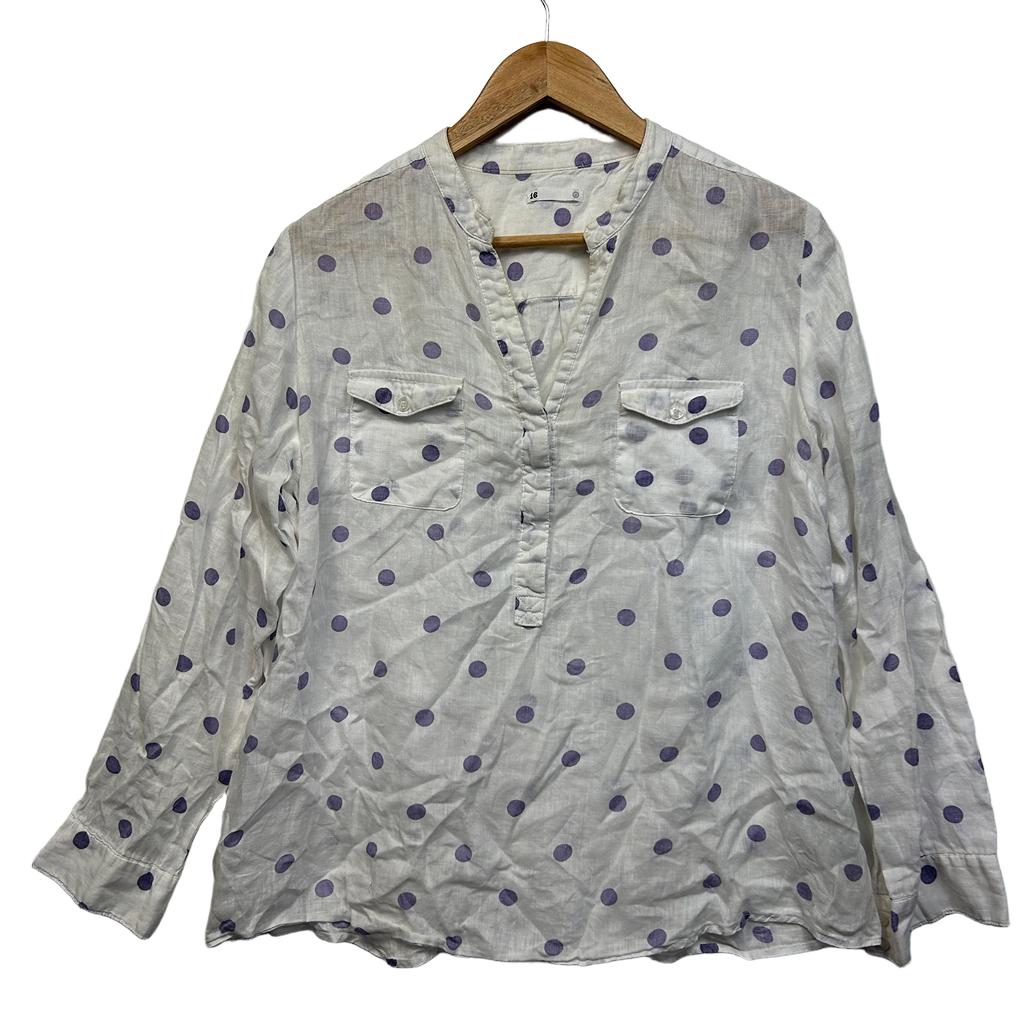 Target White Spot Linen Shirt - Size 16