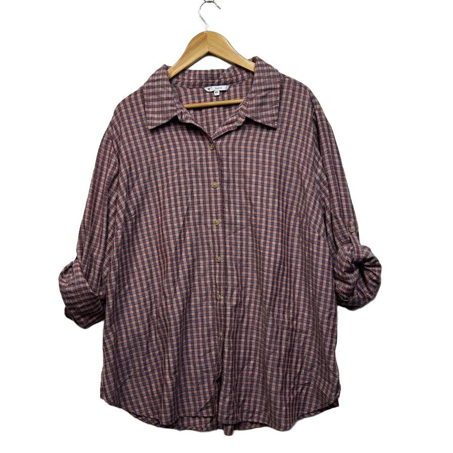 Target Burgundy Check Cotton Shirt - Size 22