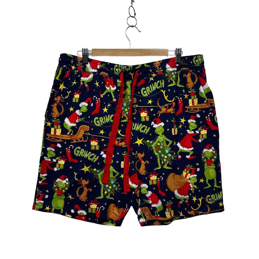The Grinch Peter Alexander Navy Christmas Cotton Pyjama Mens Shorts - Size XL