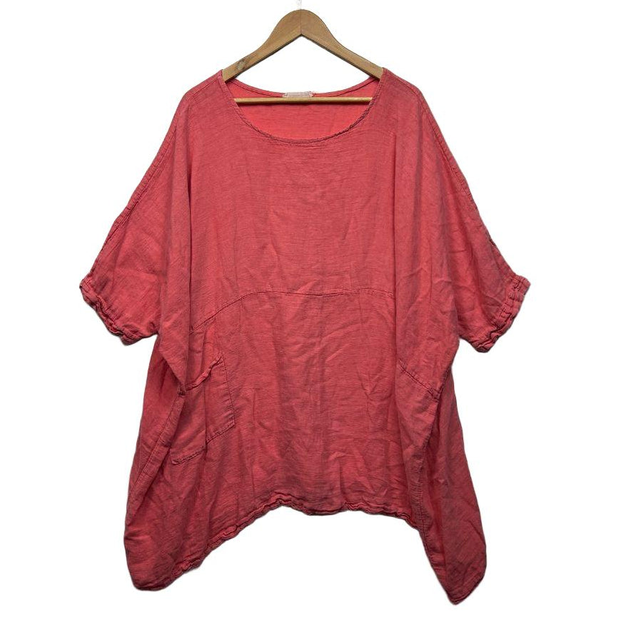 The Italian Cartel Coral Linen Top - 14/16