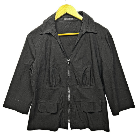 The Works Black Full Zip Up Top - Size 16