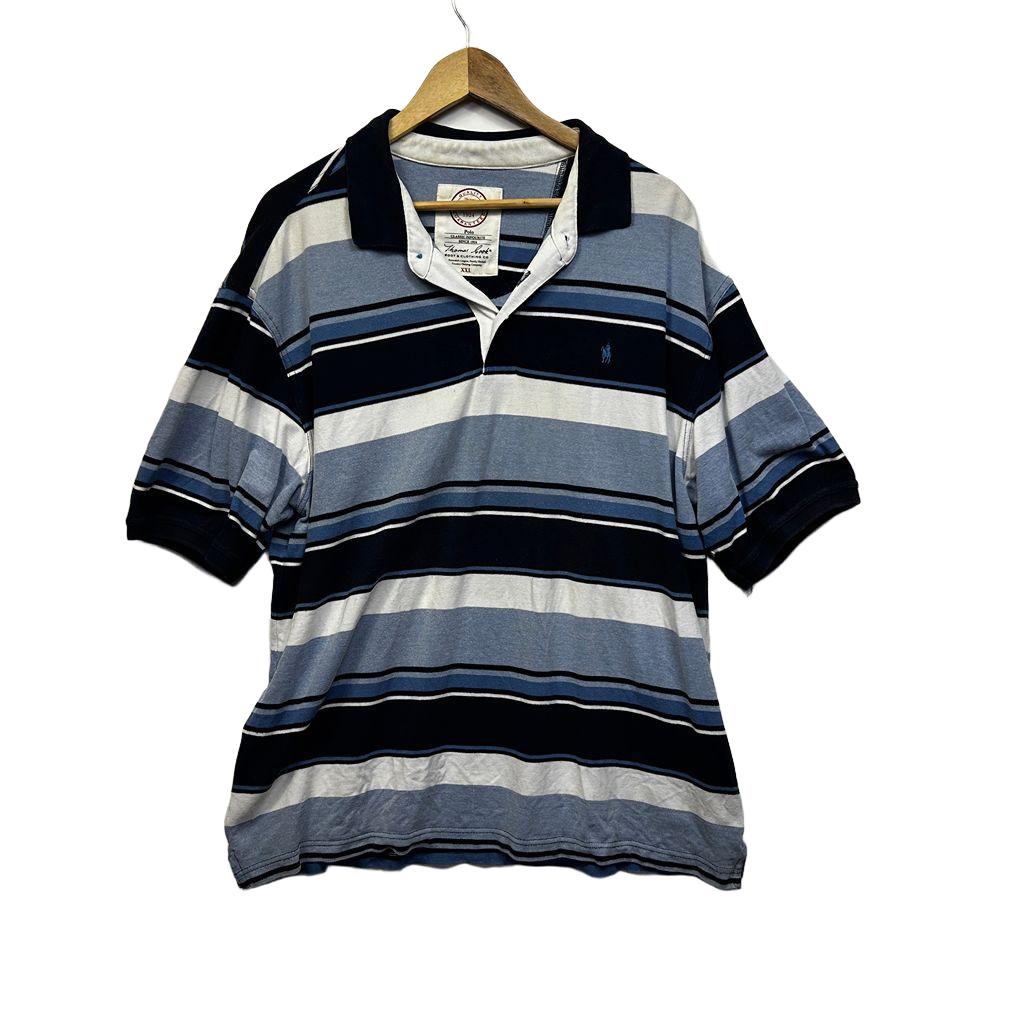 Thomas Cook Blue Striped Cotton Mens Polo - Size XXL