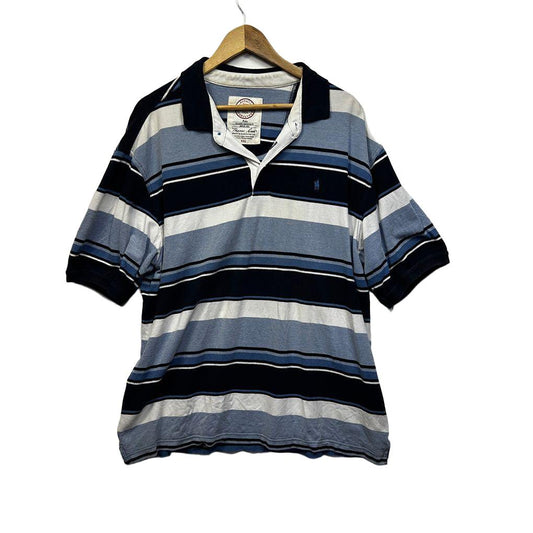 Thomas Cook Blue Striped Cotton Mens Polo - Size XXL