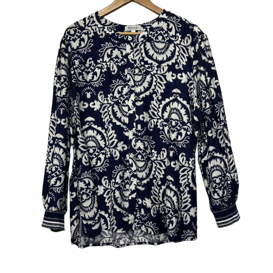 Threadz Navy Paisley Top - Size 2XL
