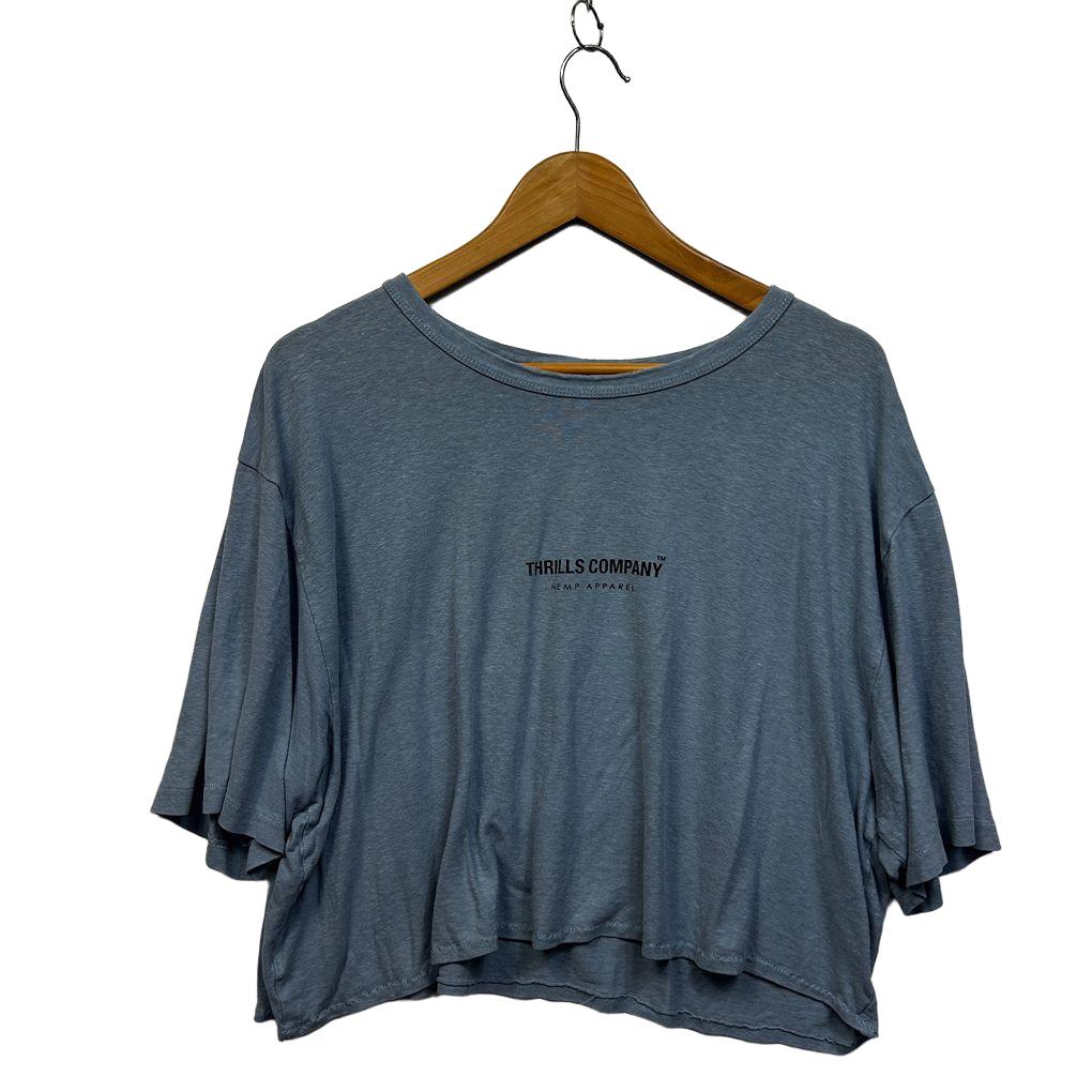 Thrills Blue Cropped Top T-Shirt - Size XXL