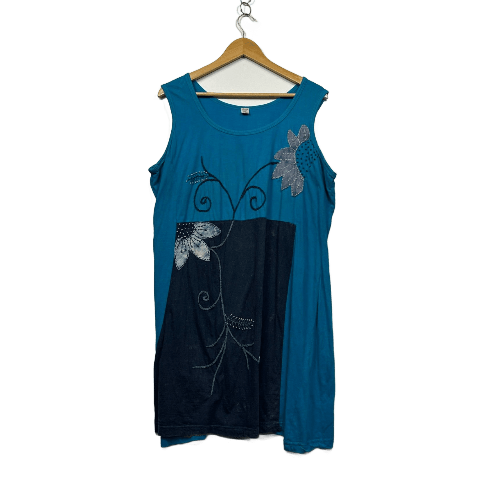 Tie Dye Nepalese Embroidered Sleeveless Dress - Size L-XL/14-16