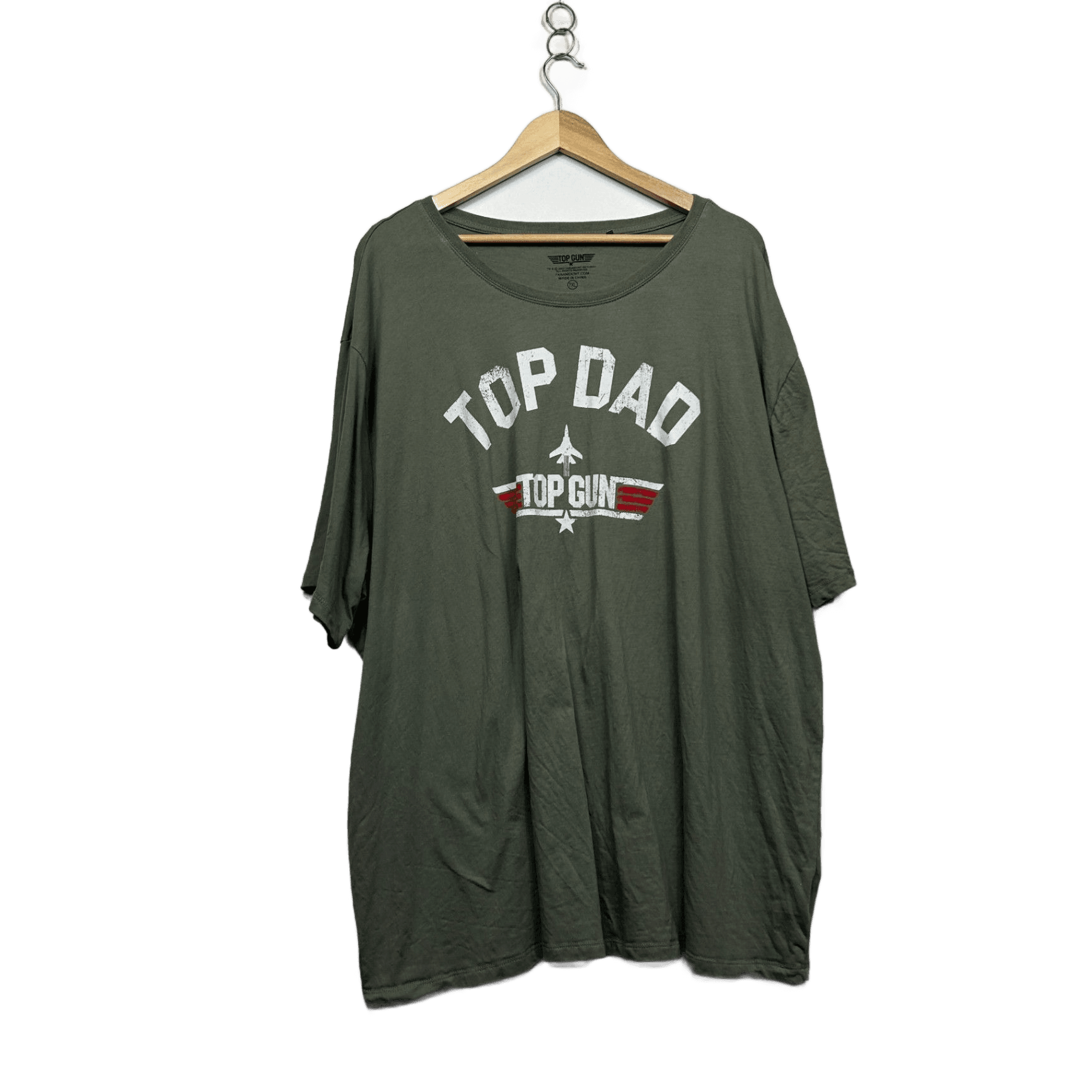 Top Gun Top Dad Men's Khaki Crew Neck Short Sleeve Cotton T-Shirt Size 7XL