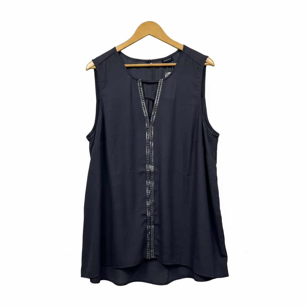Torrid Charcoal Grey Plus Size Embellished Sleeveless Top - Size 18/20