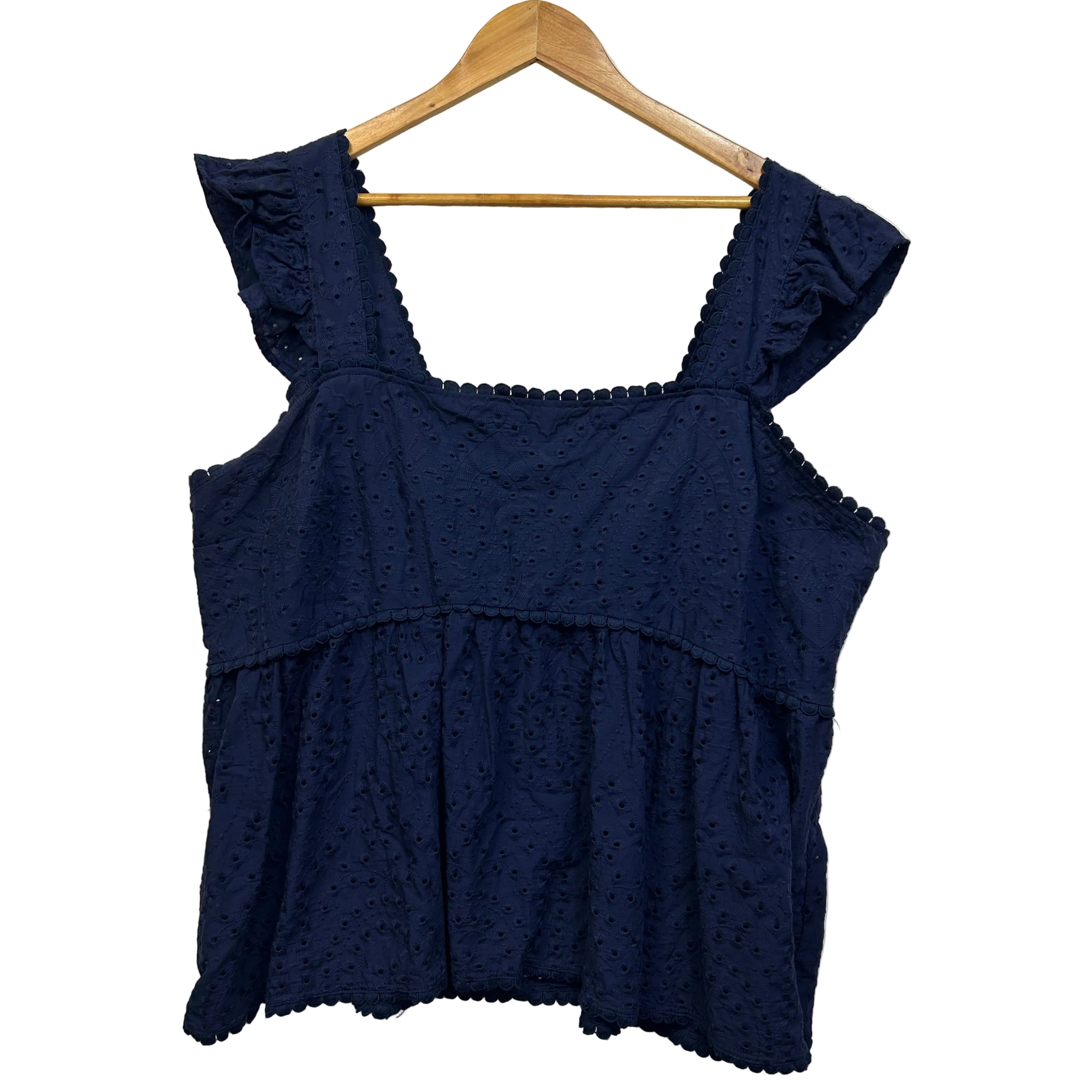 Torrid Navy Broderie Cotton Top - Size 16/18