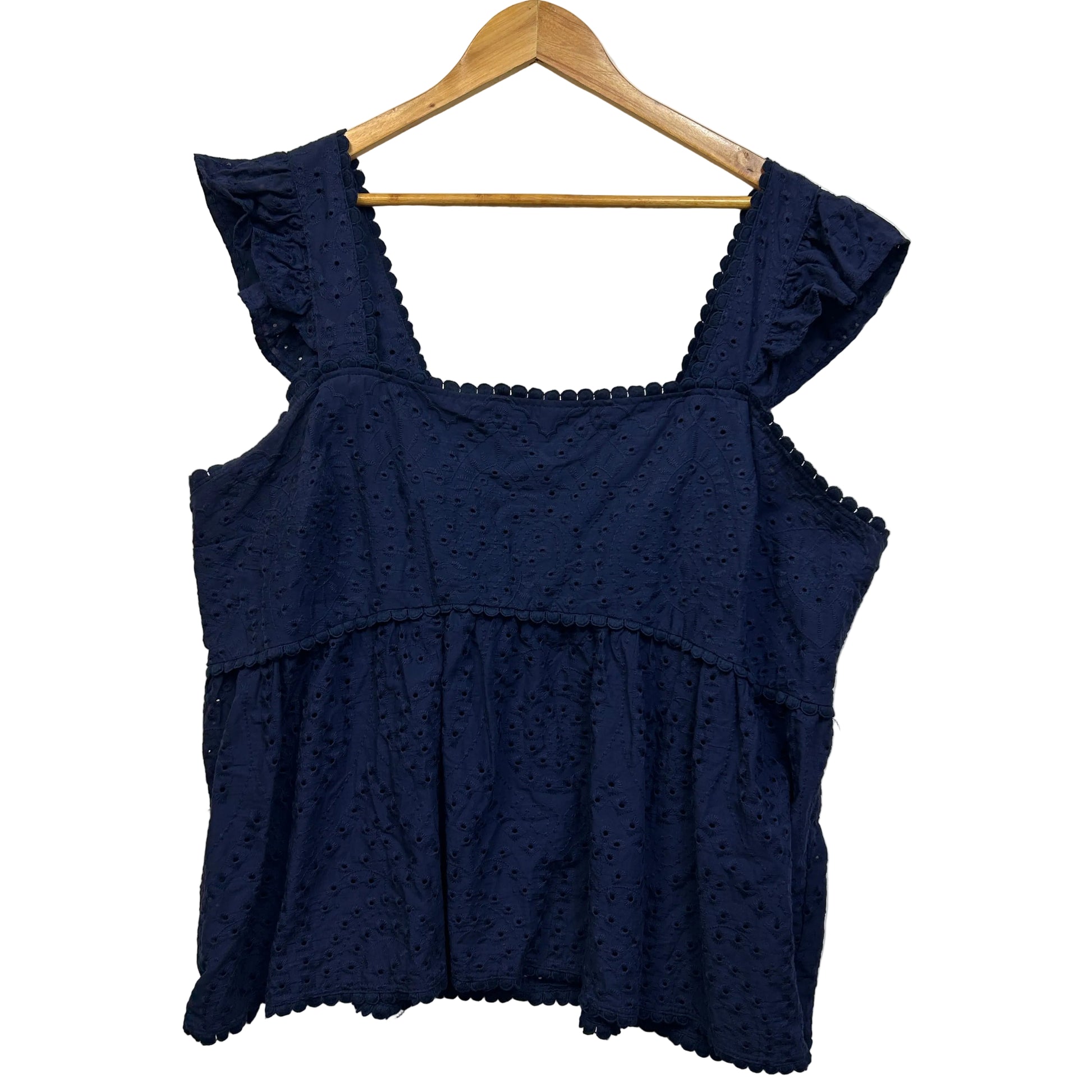 Torrid Navy Broderie Cotton Top - Size 16/18
