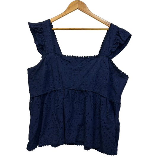 Torrid Navy Broderie Cotton Top - Size 16/18