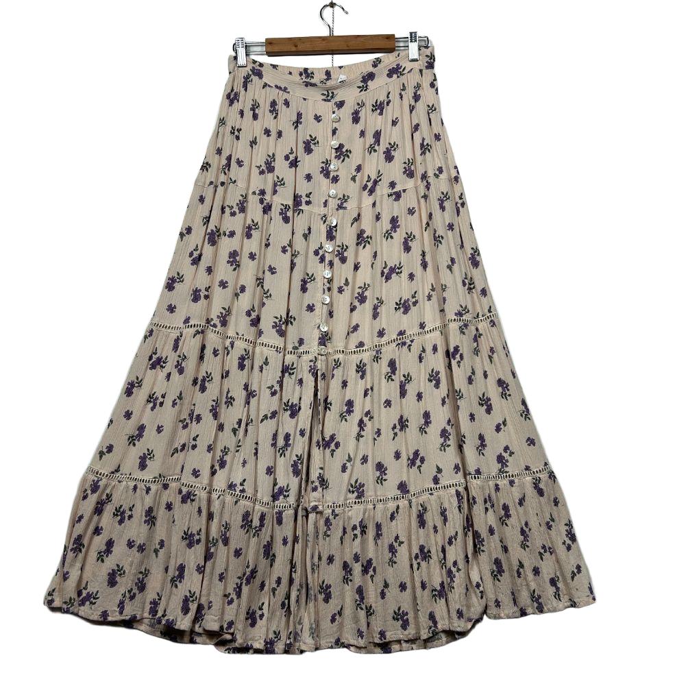 Tree of Life Cream Floral Rayon Skirt - Size L