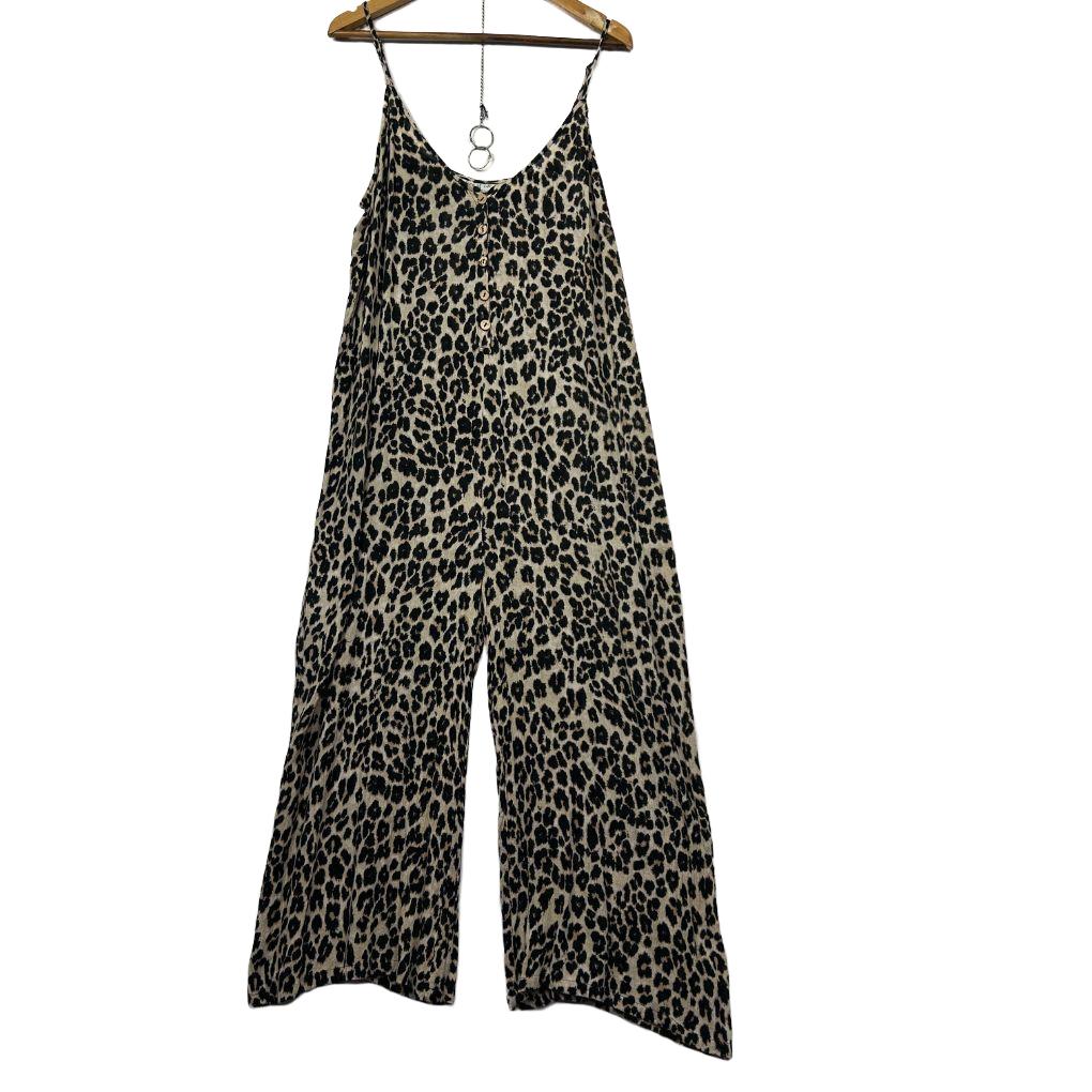 Tree of Life Leopard Print Jumpsuit - Size L