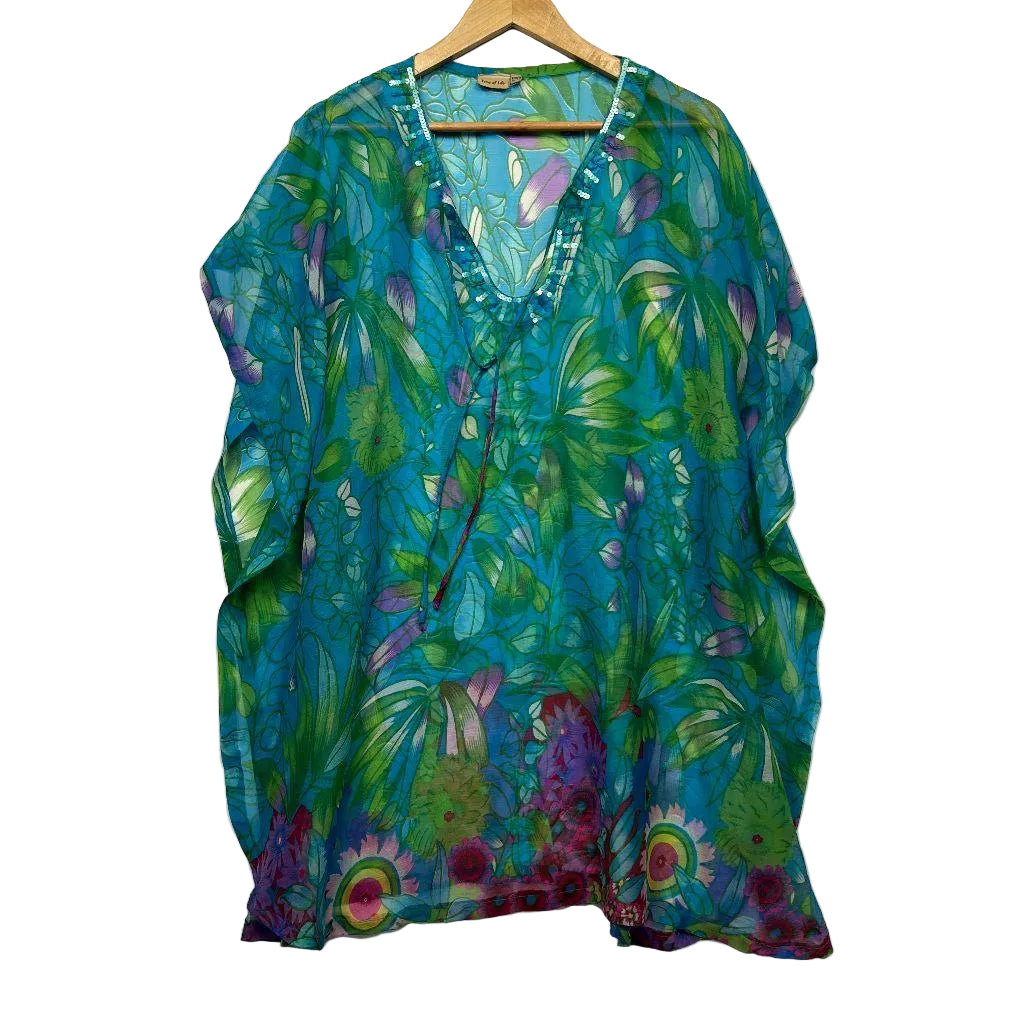 Tree of Life Multicolour Tropical Print Kaftan - One Size