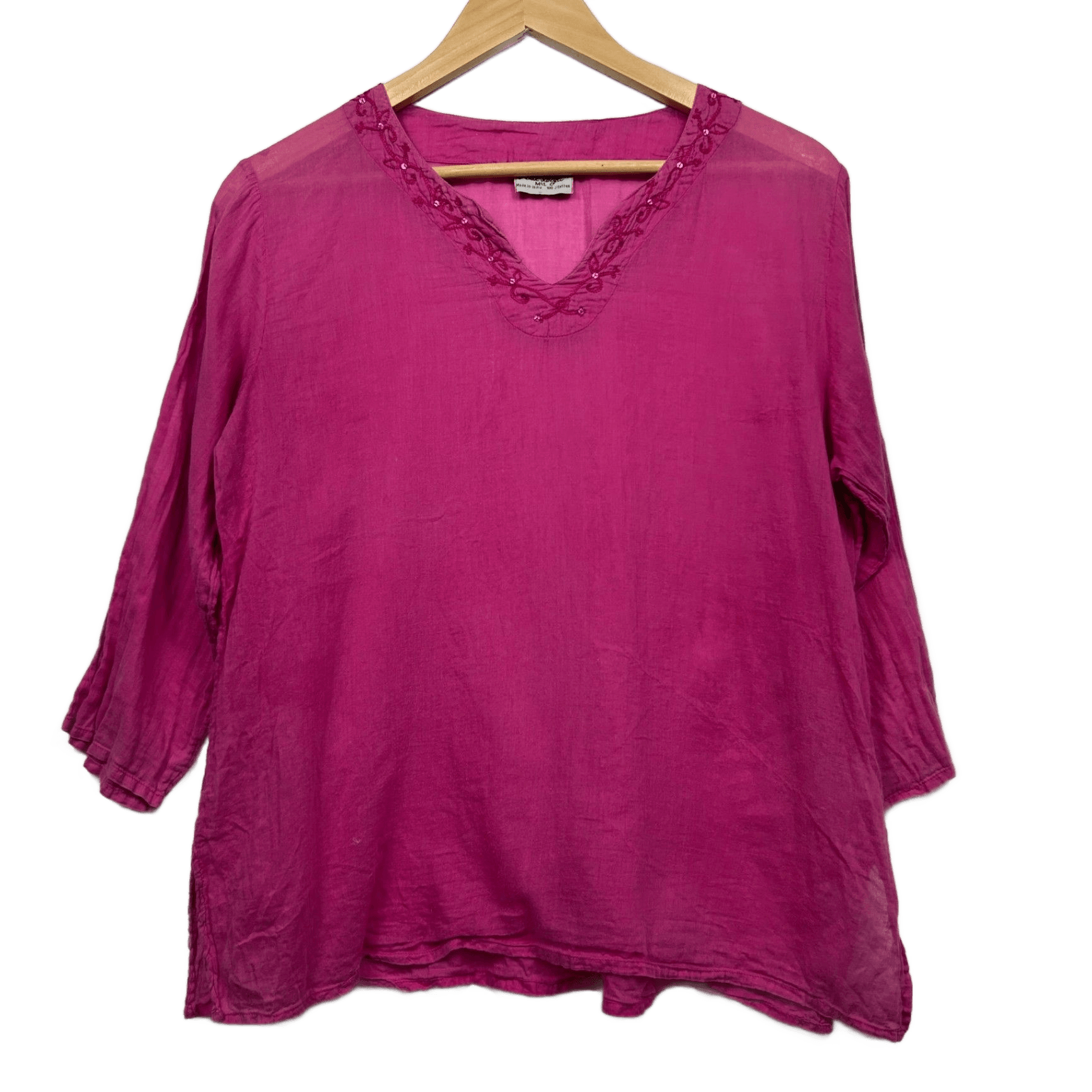 Tree of Life Pink Boho Top Size 16 18 Long Sleeve Rayon Lightweight