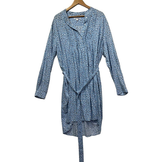 Trenery Blue Spot Cotton Shirt Dress - Size 16