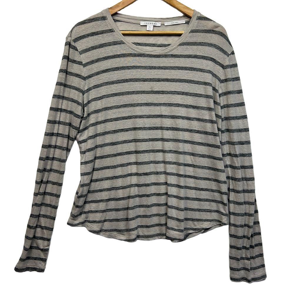Trenery Striped Long Sleeve Top - Size XXL
