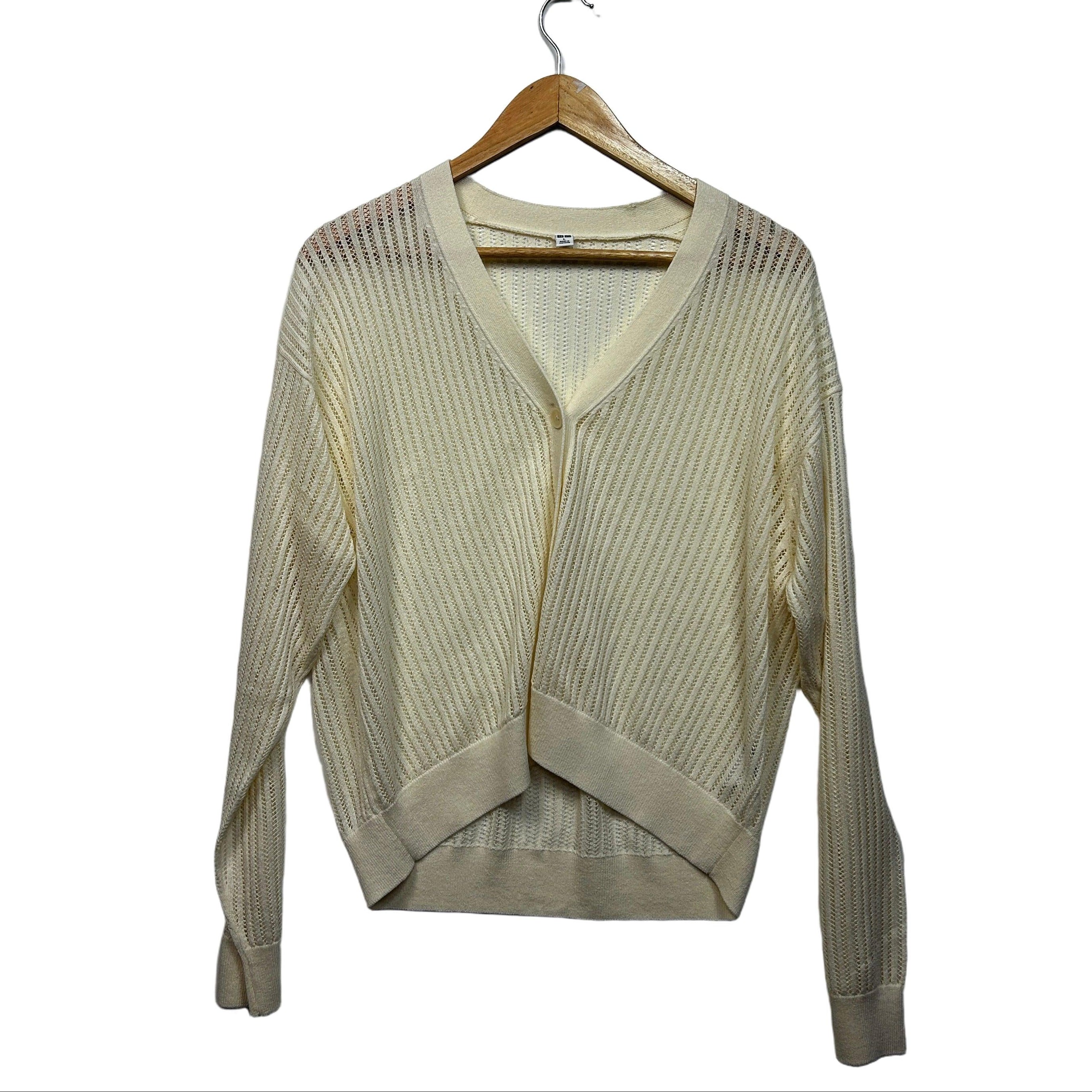 Uniqlo Cream Linen Cardigan - Size L