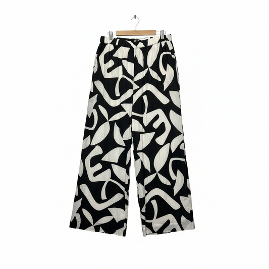 Unison Black and White Geometric Print Pants - Size 14