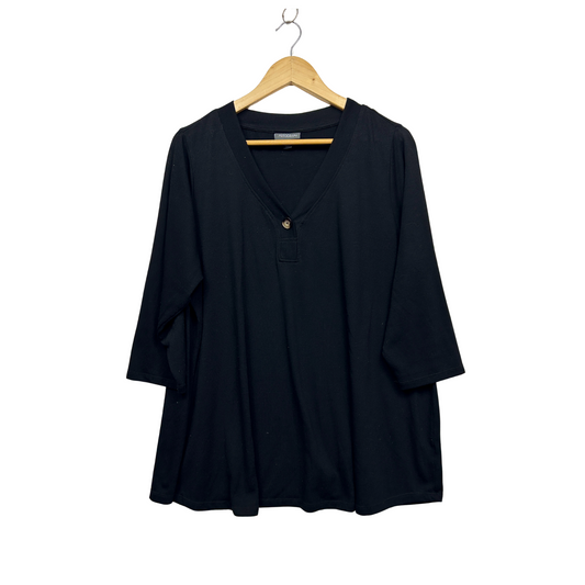 Autograph Black Long Sleeve V-Neck Top Blouse Size 22