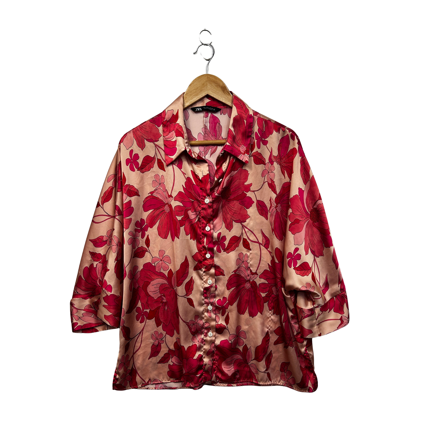 Zara Pink Floral Shirt - Size L