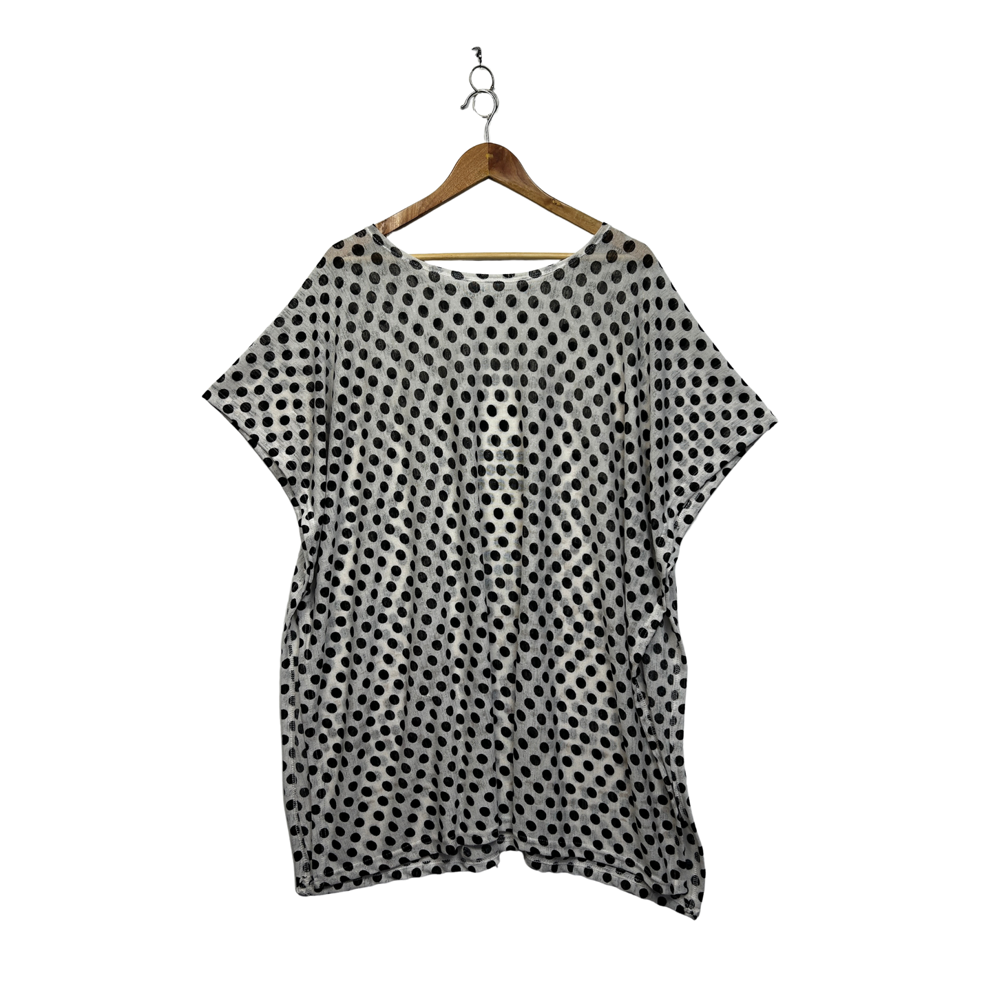 White Polka Dot Sheer Tunic Top - Size 16/18?