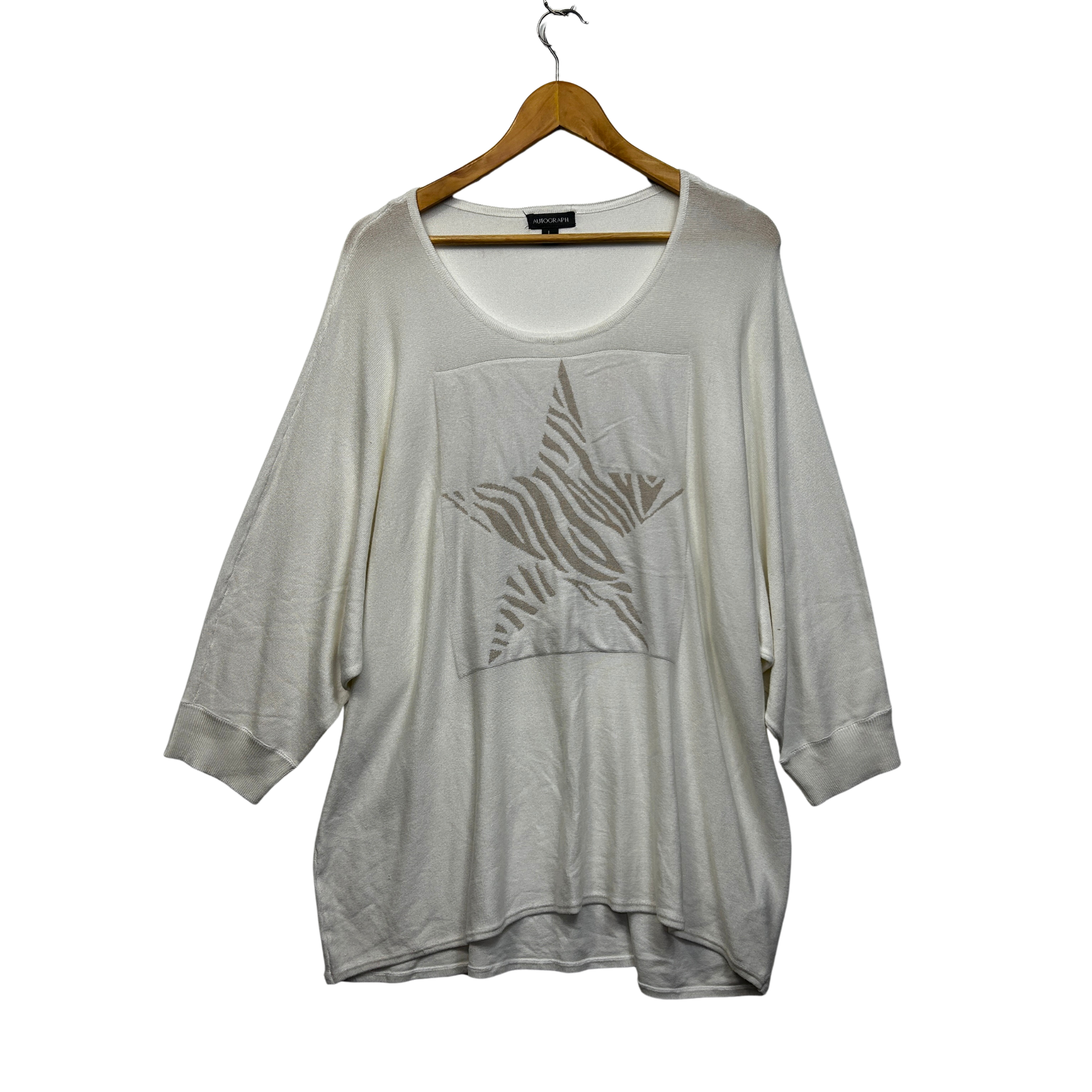 Autograph White Star Sheer Knit Top - Size 20/L