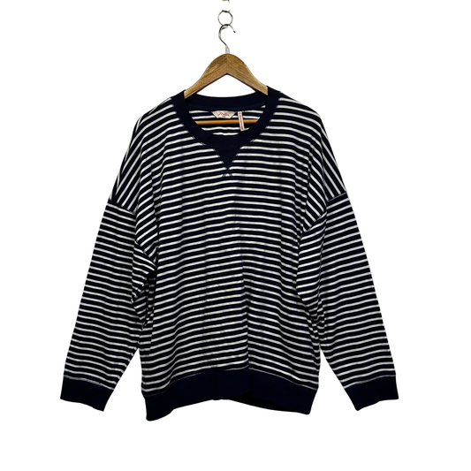 Millers Navy Striped Cotton Top - Size 22