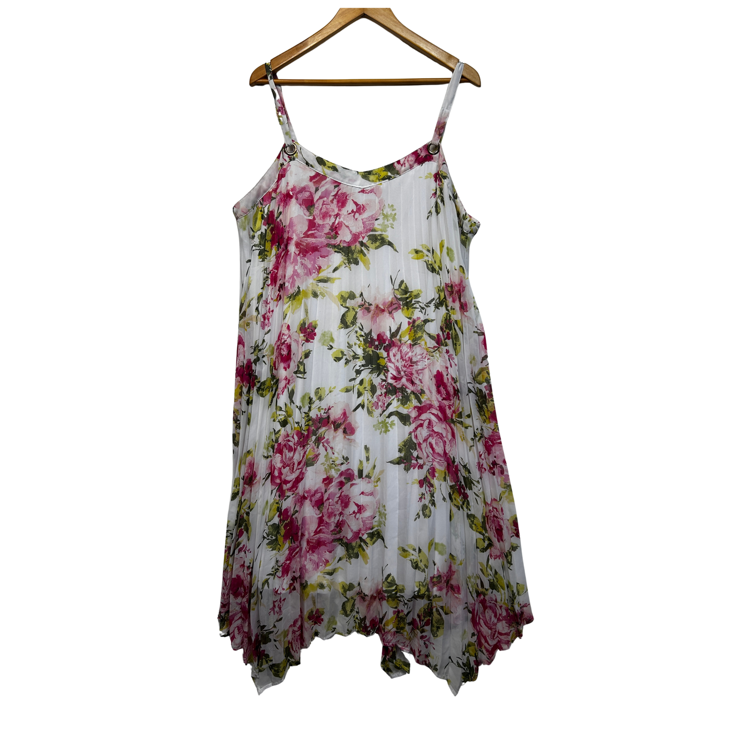 Millers White Floral Pleated Dress - Size 18