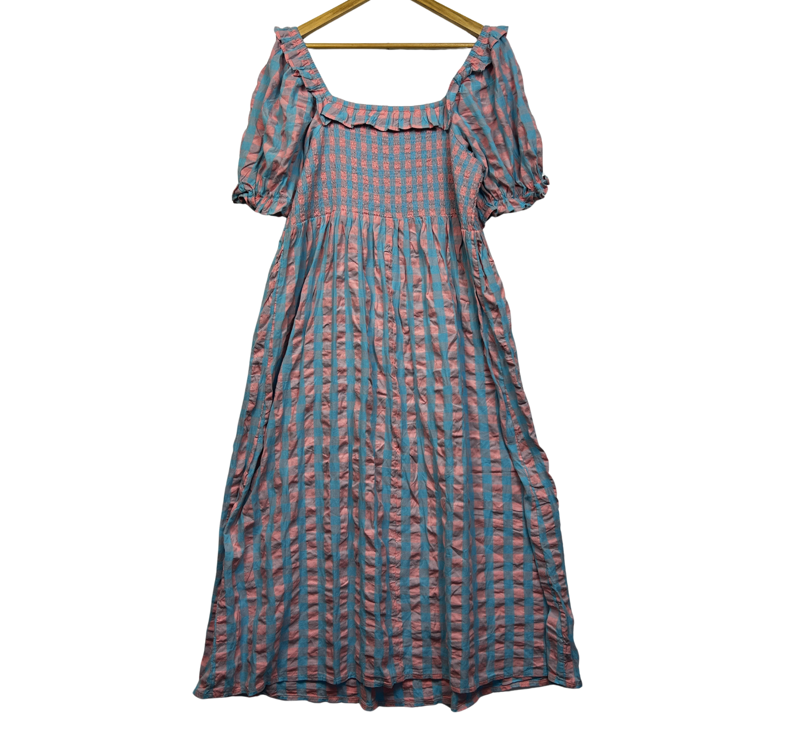 New Look Multicoloured Gingham Check Cotton Dress - Size 18