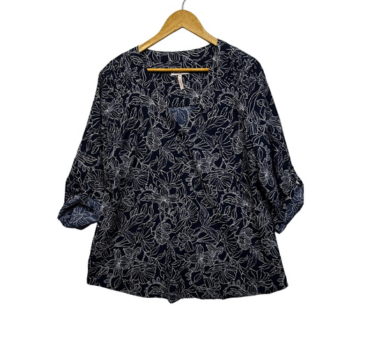 Millers Crinkle Navy Top - Size 16
