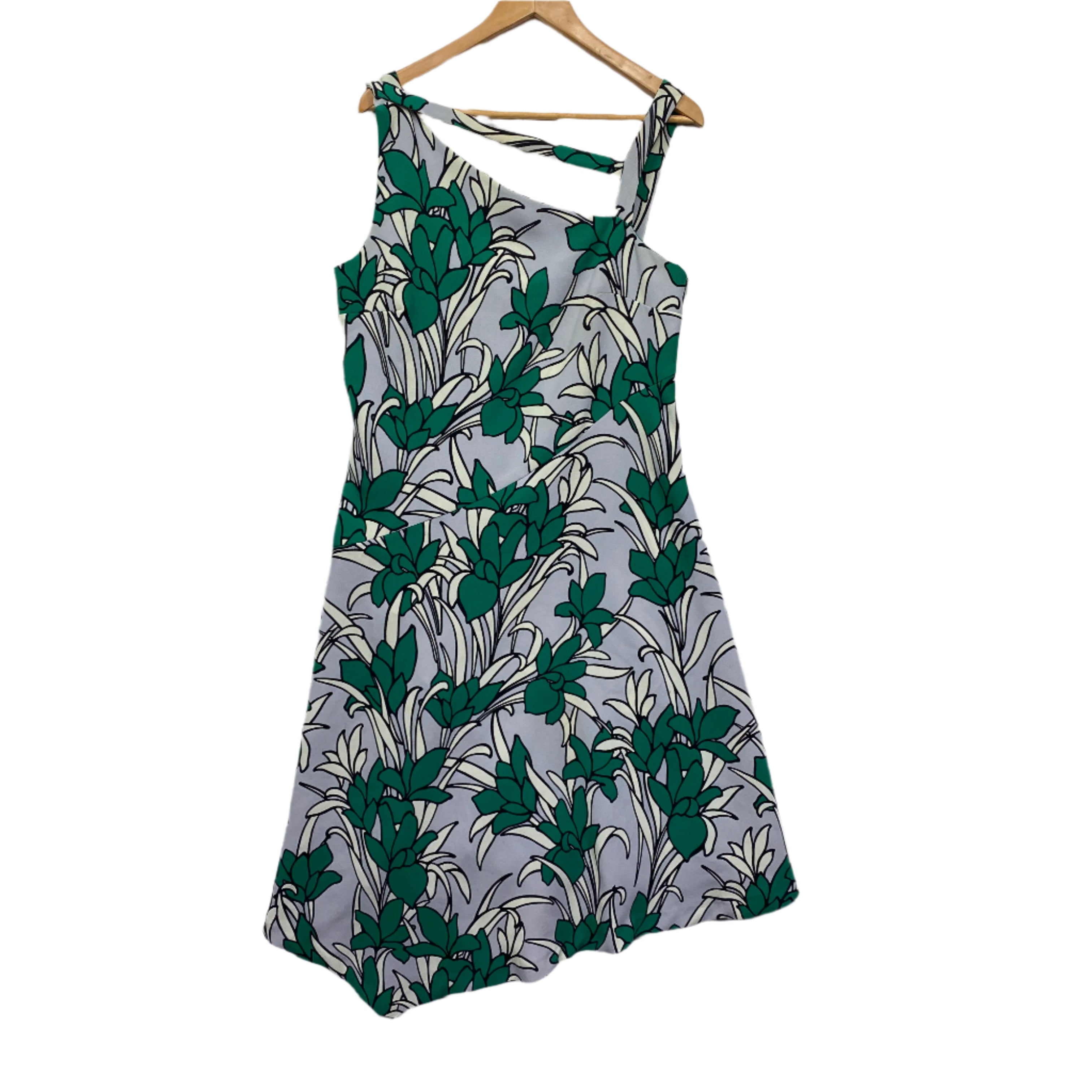 Veronika Maine Green White Floral Dress - Size 14