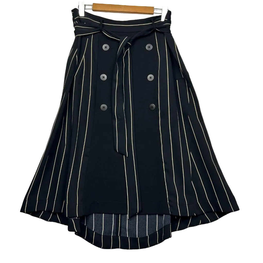 Veronika Maine Navy and White Striped Skirt - Size 14
