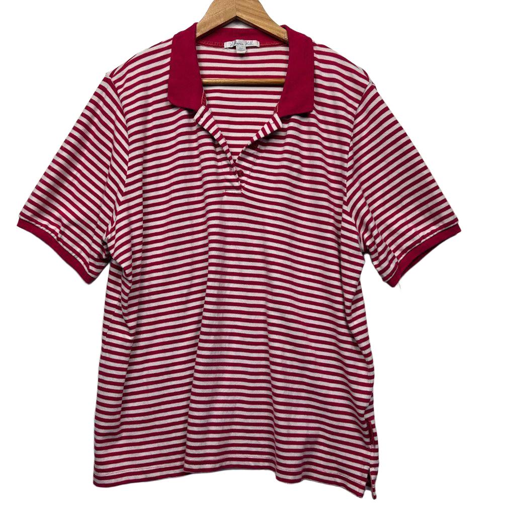 Victoria Hill Red Striped Cotton Polo - Size 22