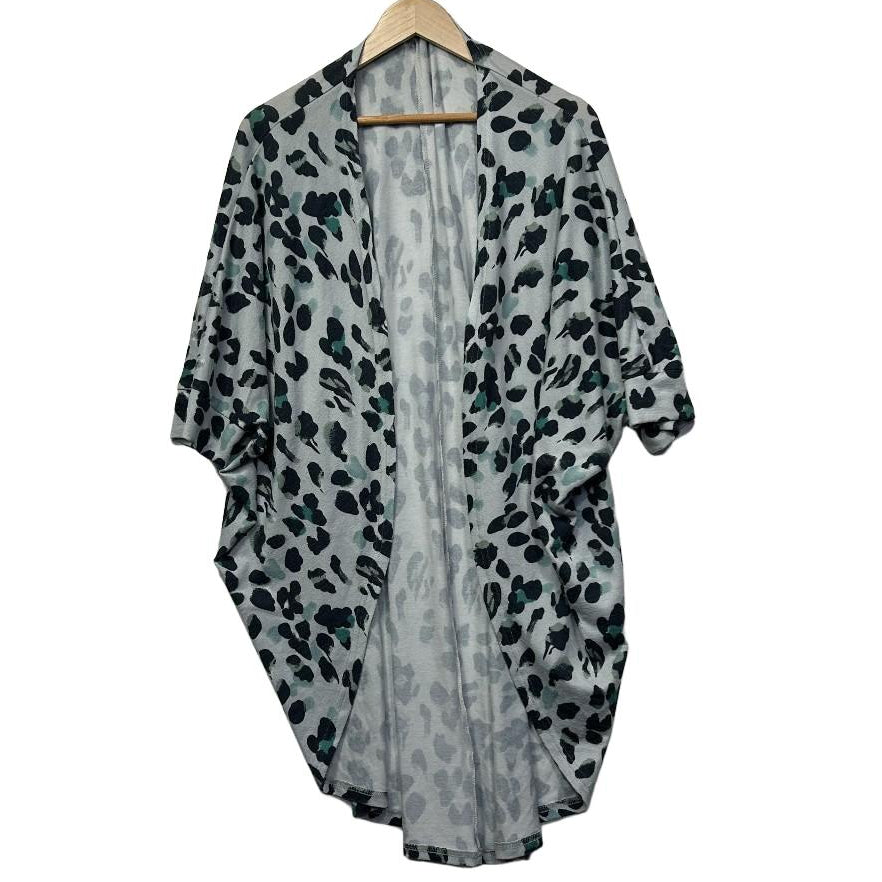 Vine Apparel Grey Animal Print Kimono - One Size