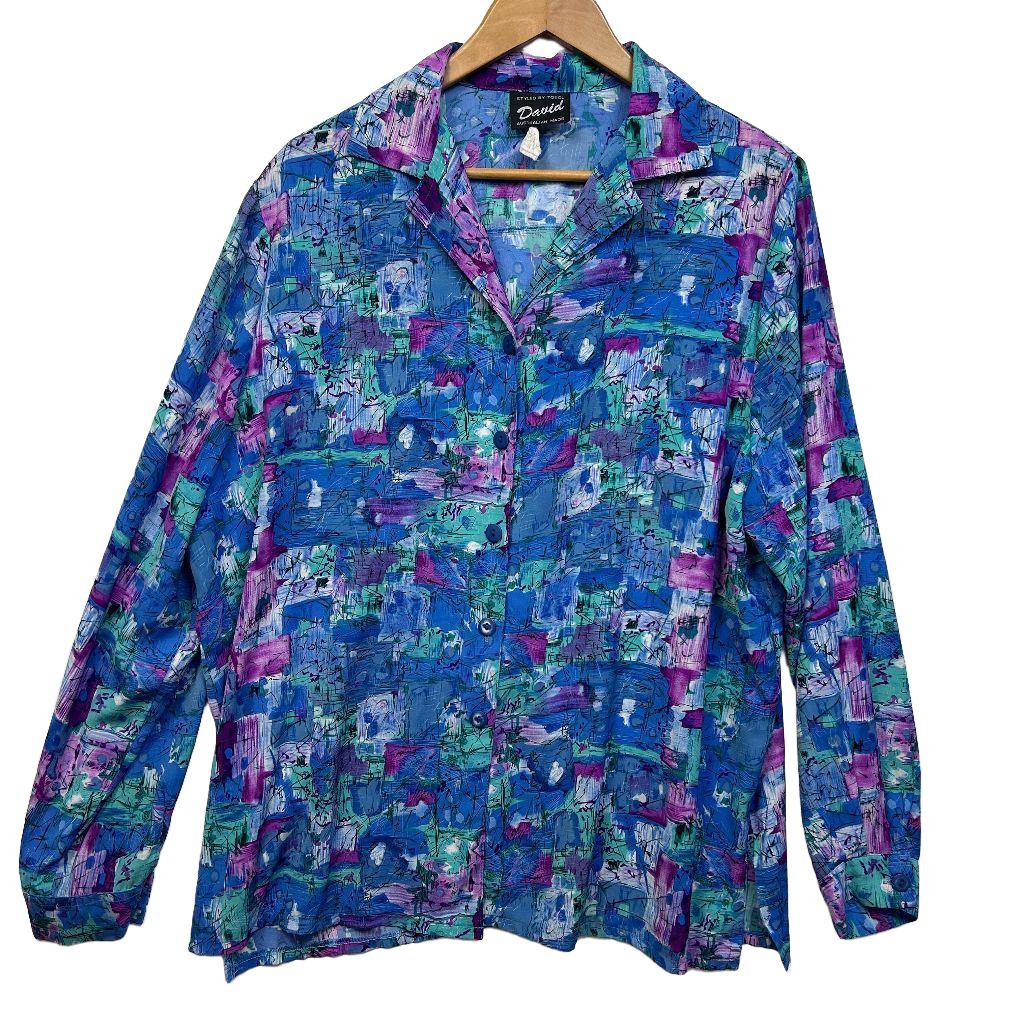 Vintage David Multicoloured Top - Size 18