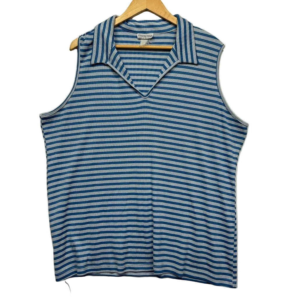 Vintage Fitting Image Blue Striped Top - Size 14/16